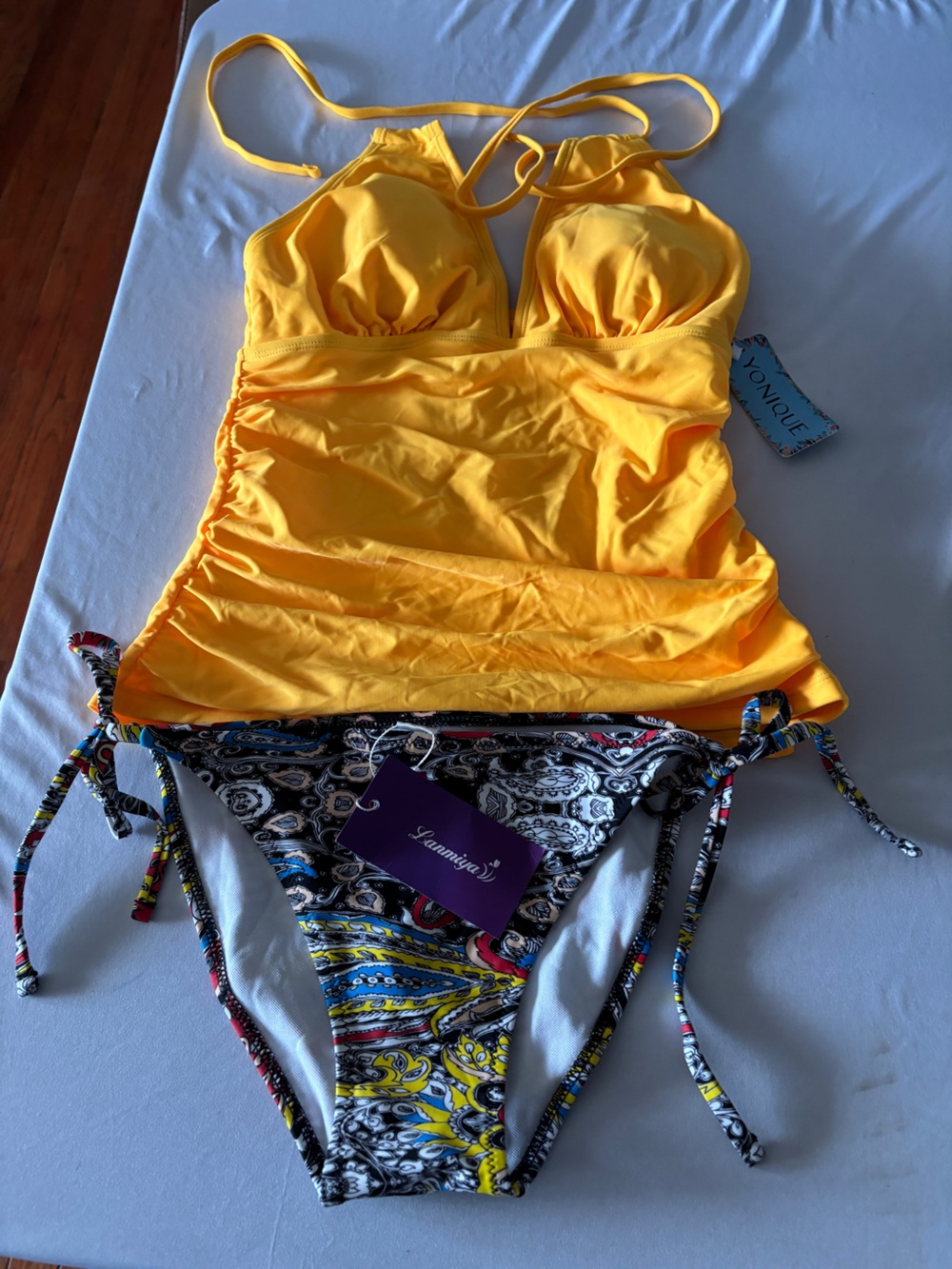 NWT Younique Yellow Tankini size S bottoms are Lanmiya